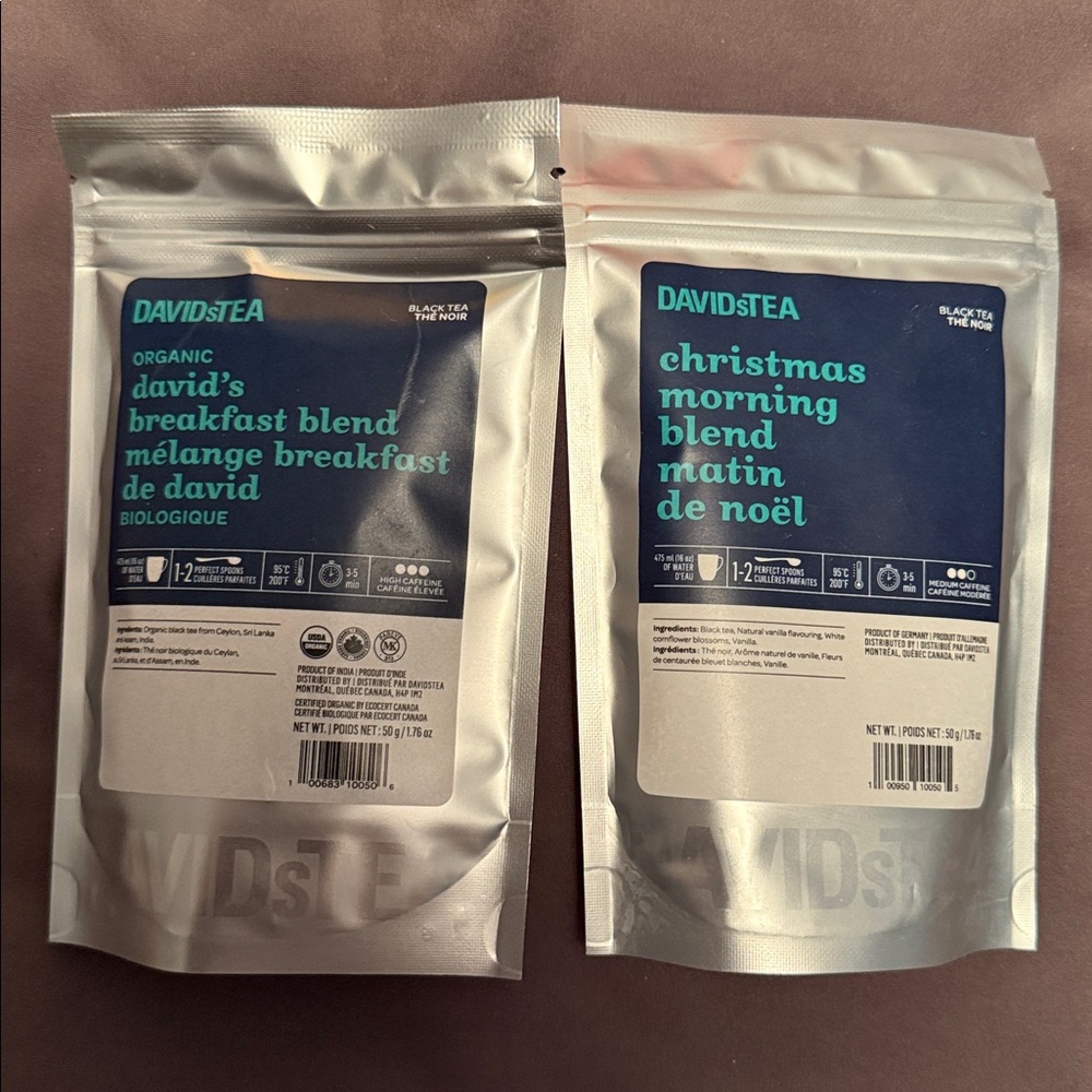 DAVIDsTEA Black Tea
-David’s Breakfast Blend
-Christmas Morning